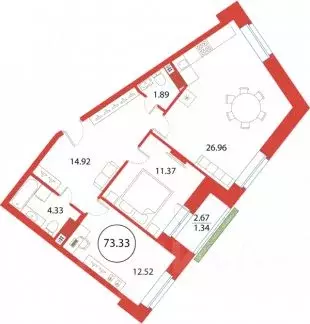 3-к кв. Санкт-Петербург ул. Плесецкая, 2 (73.33 м) - Фото 0