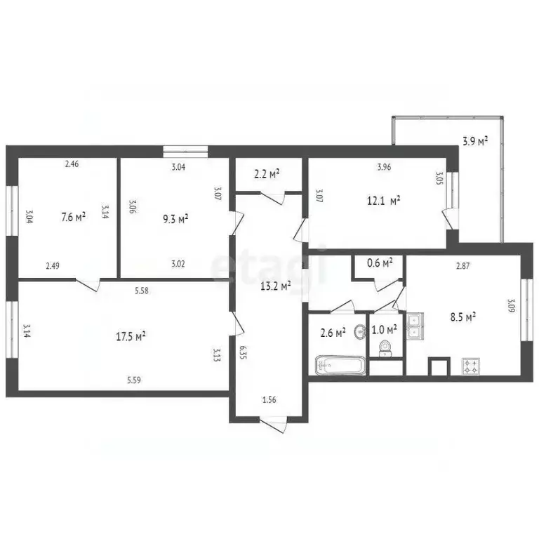 4-к кв. Санкт-Петербург ул. Латышских Стрелков, 5К2 (74.6 м) - Фото 2