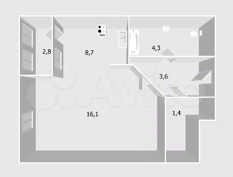 Квартира-студия, 35,5 м, 6/18 эт. - Фото 0