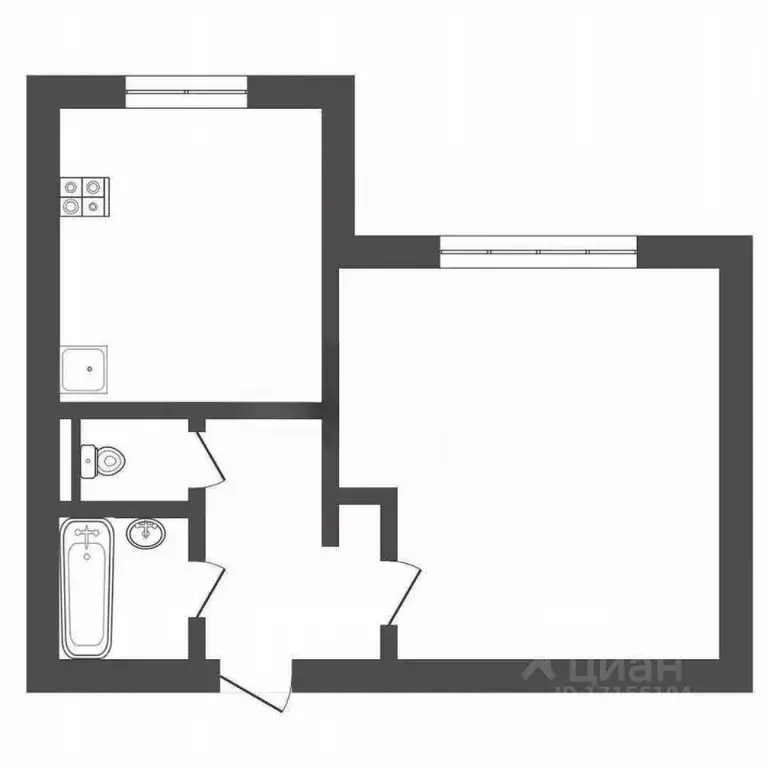 1-к кв. Тюменская область, Тюмень Флотская ул., 57 (34.3 м) - Фото 2
