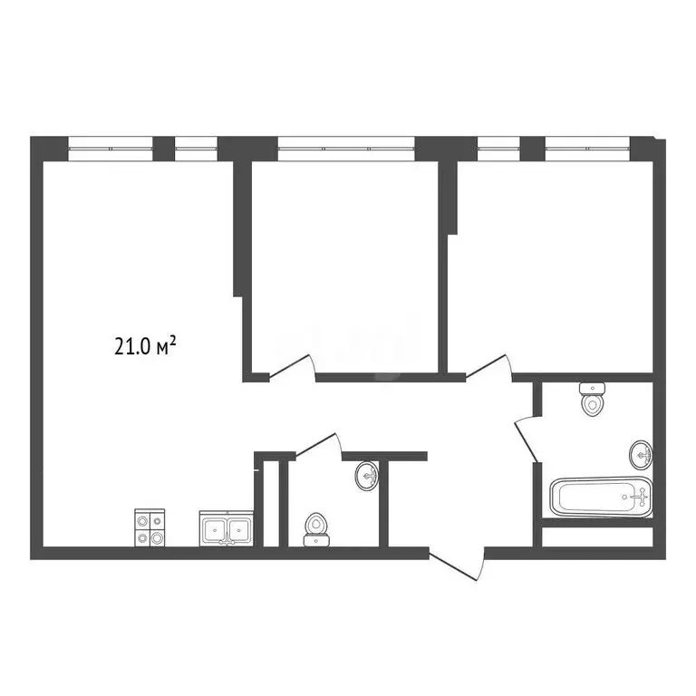 2-комнатная квартира: Тюмень, улица Тимофея Чаркова, 91 (59.7 м) - Фото 1