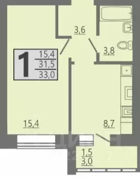 1-к кв. Воронежская область, Семилуки ул. Ленина, 2 (33.0 м) - Фото 0