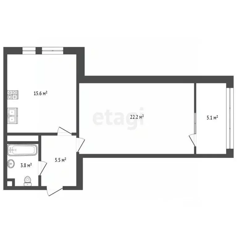 1-к кв. Московская область, Ивантеевка Пушкинский городской округ, ... - Фото 2