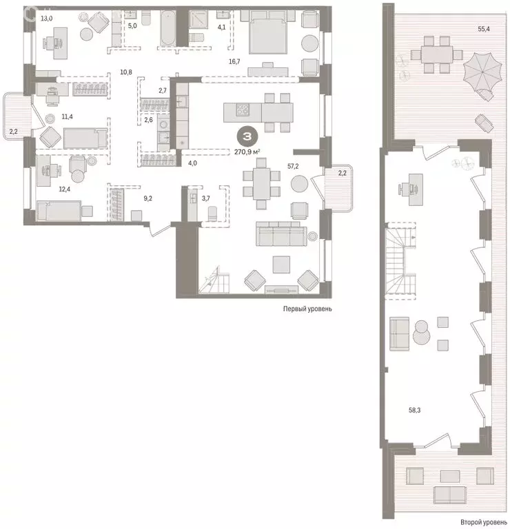 3-комнатная квартира: Новосибирск, Зыряновская улица, 53с (270.89 м) - Фото 2