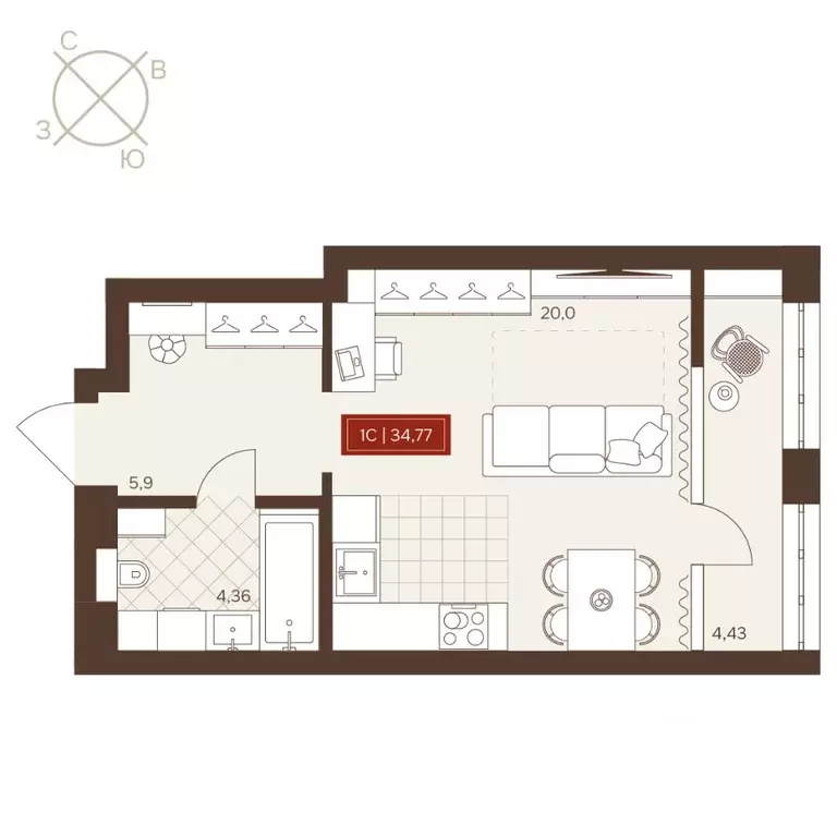 1-к кв. Новосибирская область, Новосибирск Невский жилой комплекс ... - Фото 1
