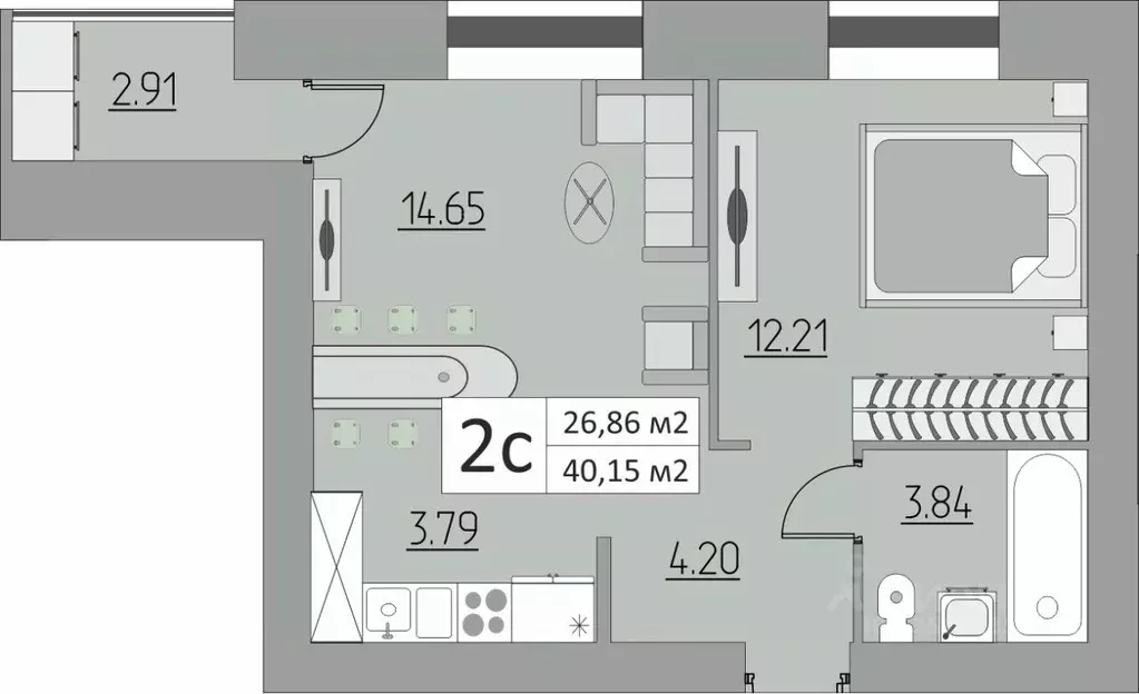 2-к кв. Оренбургская область, Оренбург ул. Поляничко, 6 (40.15 м) - Фото 1
