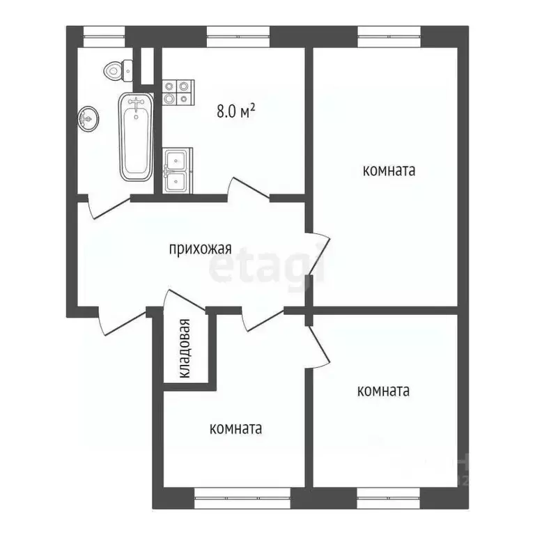 3-к кв. Нижегородская область, Навашино ул. Ленина, 17 (50.2 м) - Фото 1