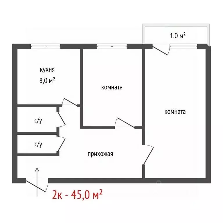 2-к кв. Свердловская область, Екатеринбург ул. Индустрии, 64 (45.1 м) - Фото 2