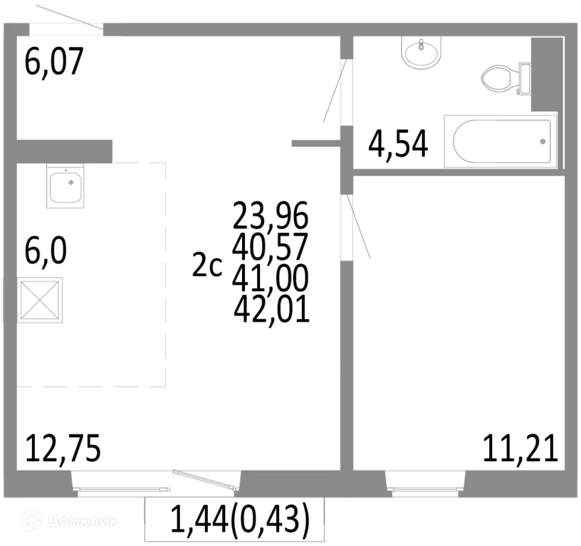 Продаётся 2-к квартира, 41 м - Фото 0