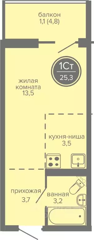 Студия Пермский край, Пермь ш. Космонавтов, 309А (25.3 м) - Фото 0