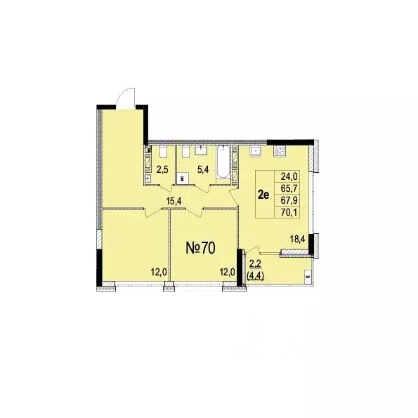 2-к кв. Ярославская область, Ярославль ул. Лисицына, 23 (67.9 м) - Фото 1