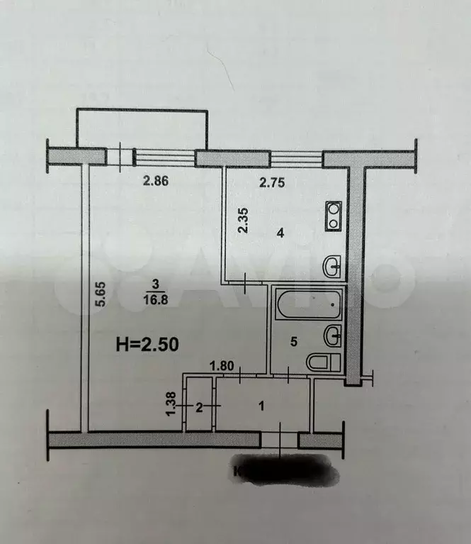 1-к. квартира, 29,7 м, 2/5 эт. - Фото 0