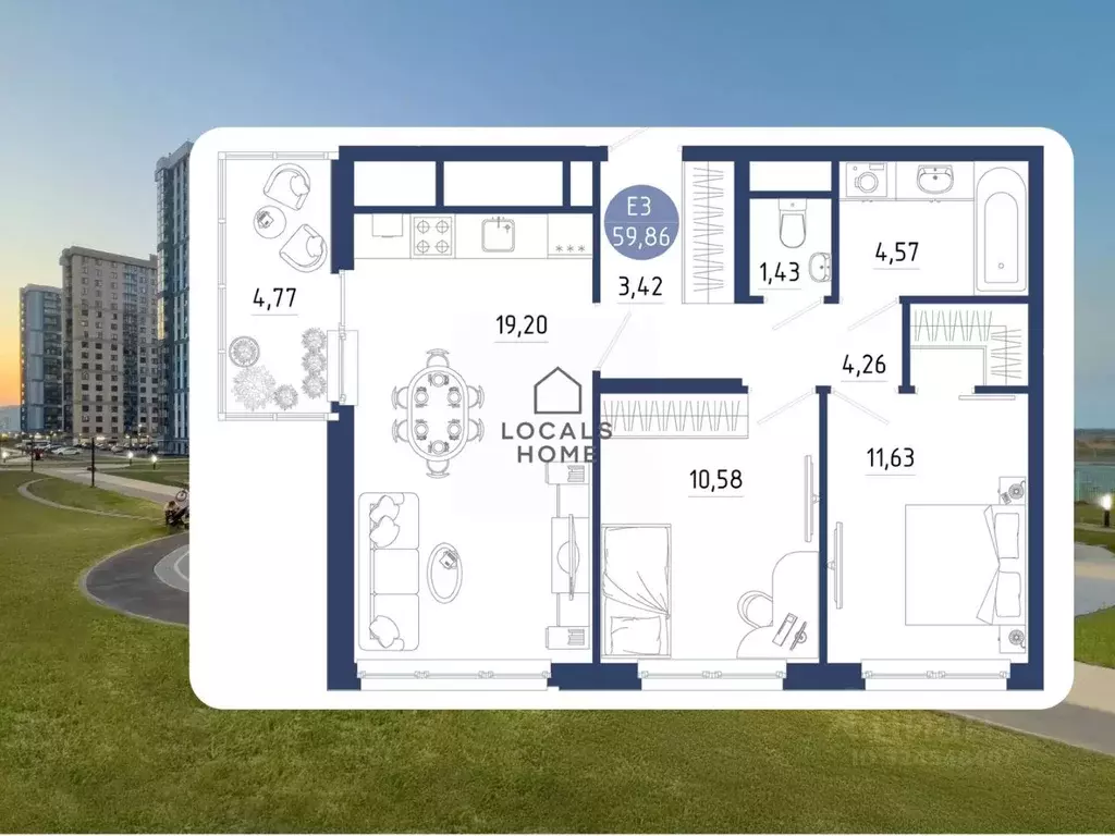2-к кв. Рязанская область, Рязанский муниципальный округ, с. Дядьково ... - Фото 1