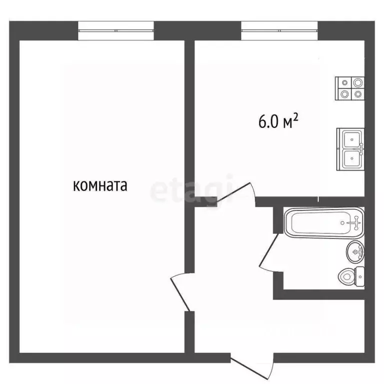 1-к кв. Ярославская область, Рыбинск Целинная ул., 6А (30.6 м) - Фото 1