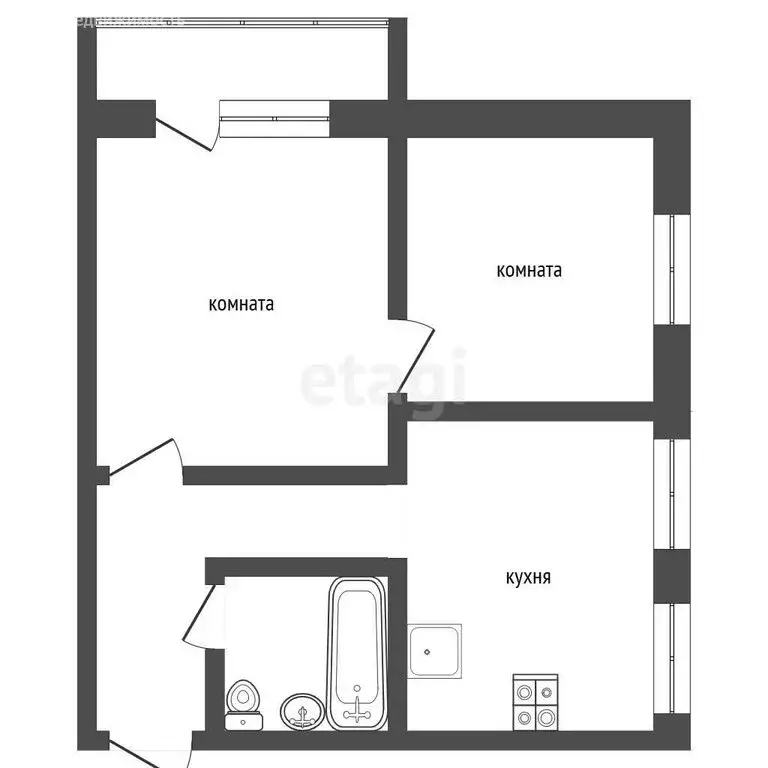 3-комнатная квартира: Туринск, улица Калинина, 27 (51.6 м) - Фото 0