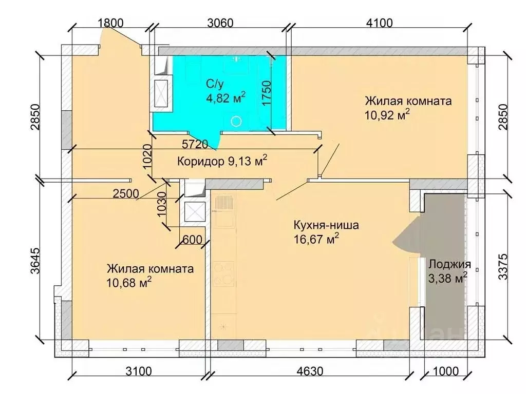 3-к кв. Кемеровская область, Кемерово ул. Дружбы, 10 (55.34 м) - Фото 1