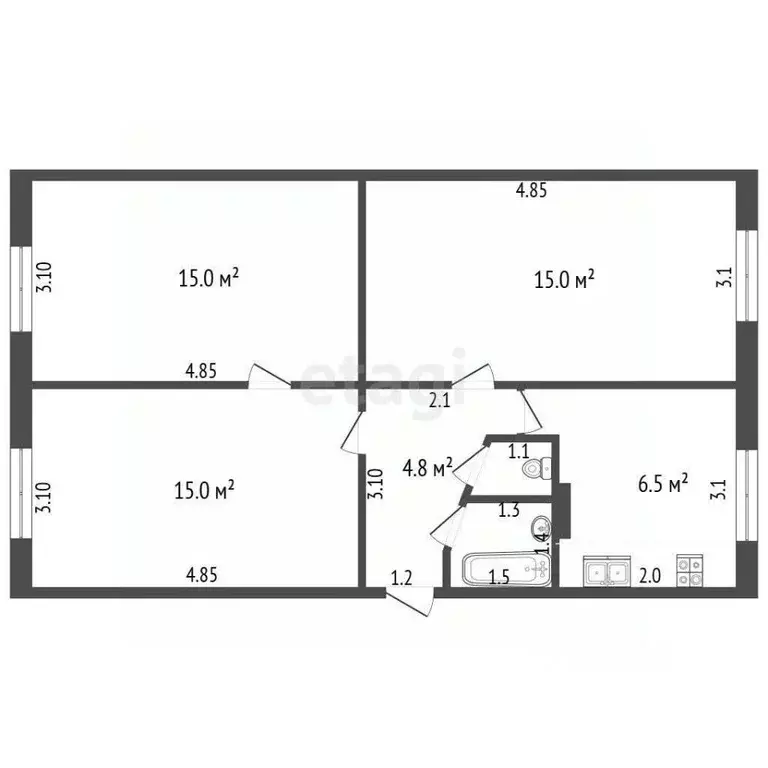 3-к кв. Московская область, Дмитров ул. 2-я Инженерная, 1А (59.2 м) - Фото 2