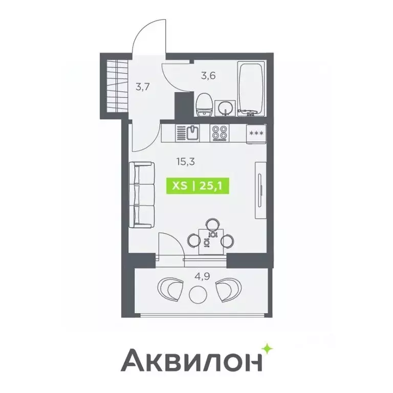 Студия Санкт-Петербург бул. Головнина, 4 (25.1 м) - Фото 1