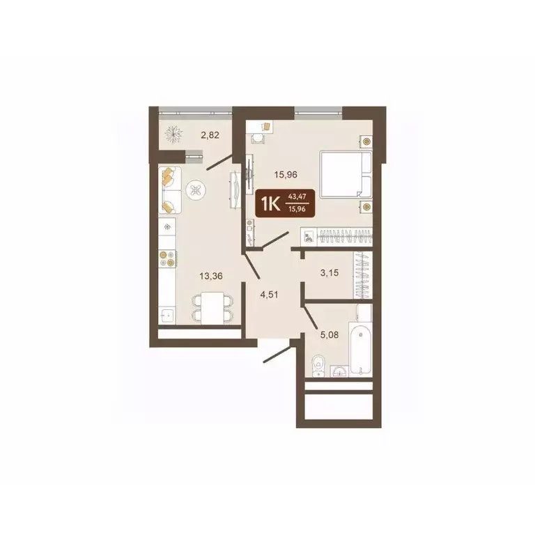 1-к кв. Кемеровская область, Новокузнецк Макеевская ул. (43.47 м) - Фото 2