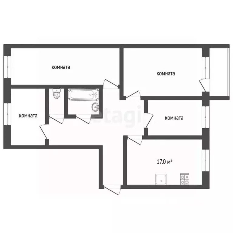 4-к кв. Калужская область, Бабынинский муниципальный округ, Воротынск ... - Фото 2