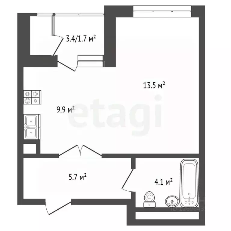 1-к кв. Москва Строительный проезд, 9к1 (38.0 м) - Фото 2