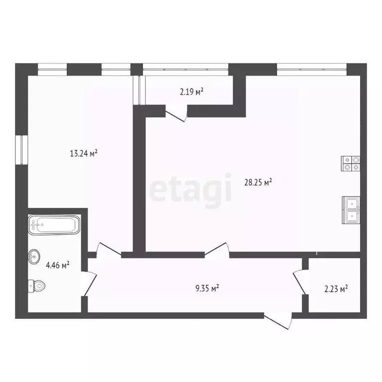 2-к кв. Тюменская область, Тюмень ул. 50 лет Октября, 57Ак1 (55.5 м) - Фото 2