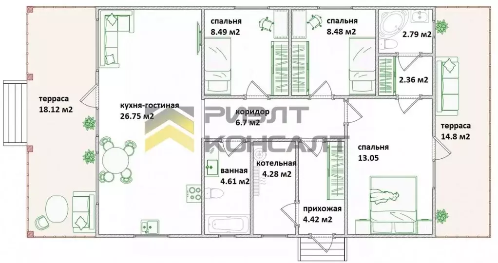 Дом в Омская область, Омский район, пос. Ростовка Целинная ул. (117 м) - Фото 2