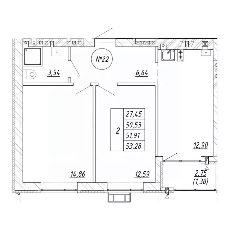 2-к кв. Калининградская область, Зеленоградск  (53.28 м) - Фото 1