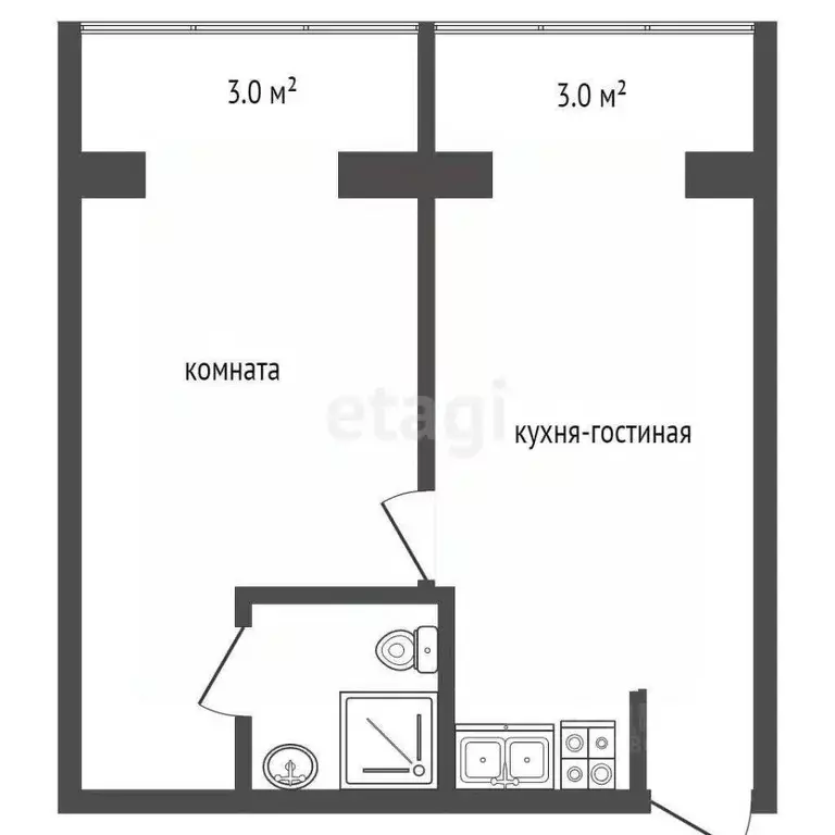 2-к кв. Крым, Сакский район, Новофедоровка пгт ул. Марченко (39.0 м) - Фото 1