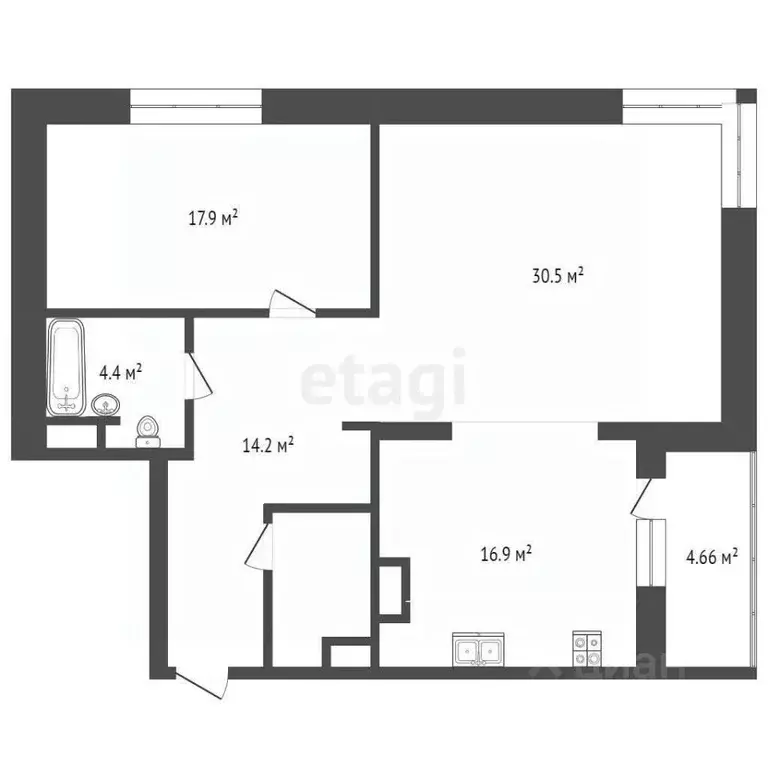 2-к кв. Тюменская область, Тюмень ул. 50 лет Октября, 4 (96.2 м) - Фото 2