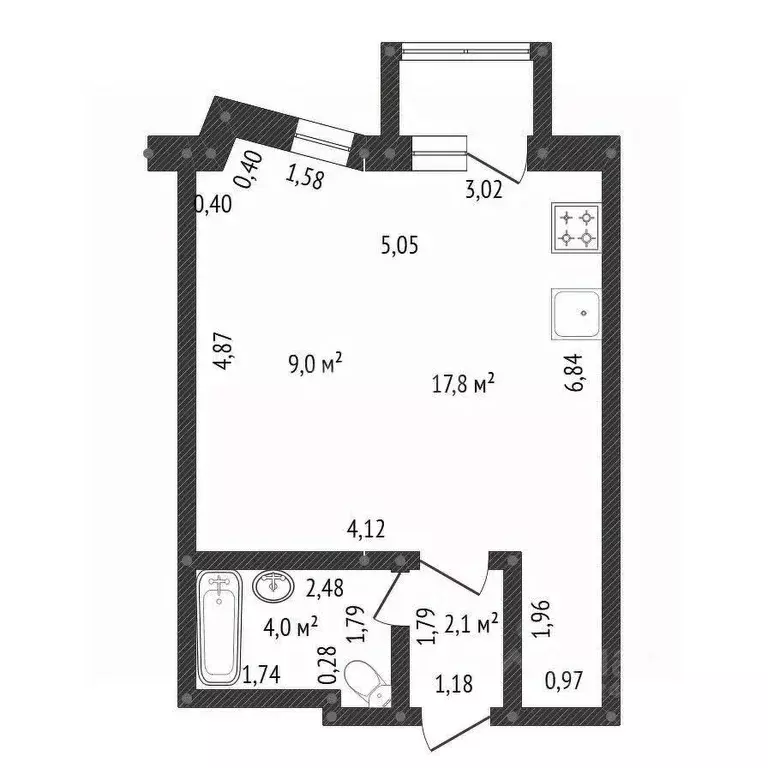 1-к кв. Башкортостан, Уфа ул. Бородинская, 9 (45.0 м) - Фото 1
