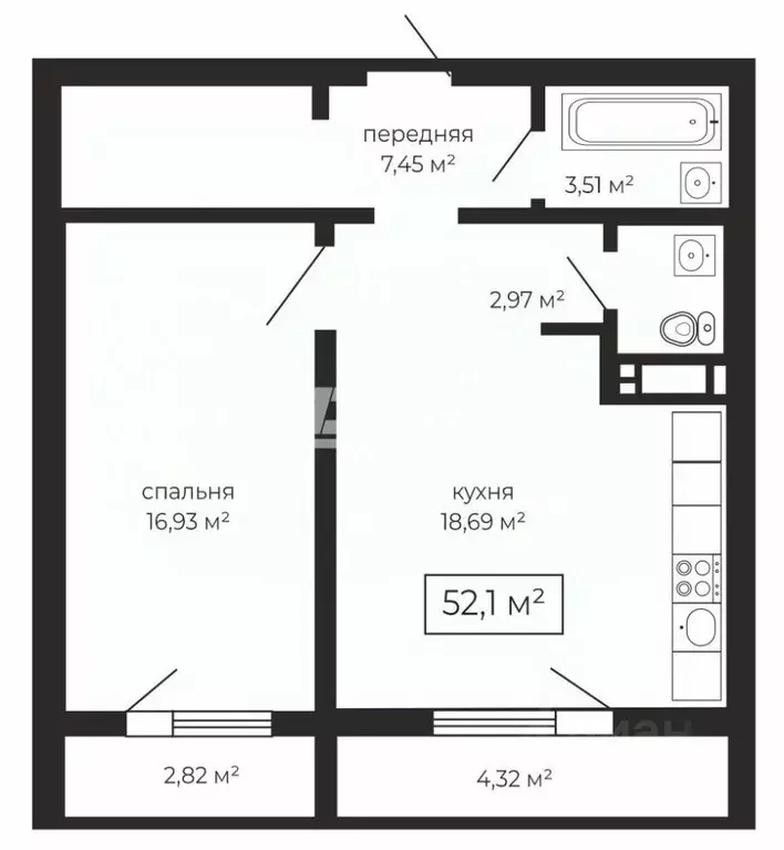 1-к кв. Челябинская область, Челябинск ул. Наркома Малышева, 8 (52.1 ... - Фото 2