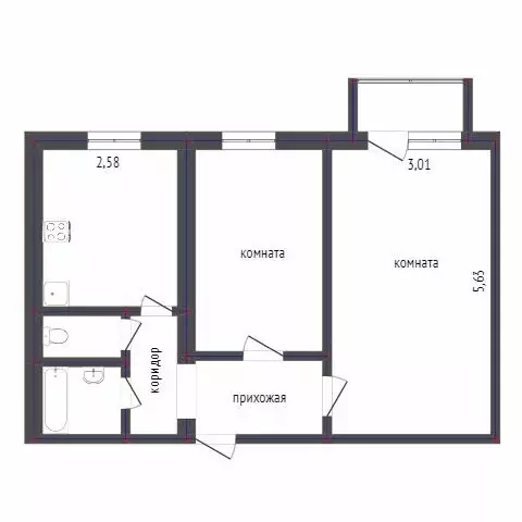 2-комнатная квартира: Улан-Удэ, улица Гастелло, 7 (60 м) - Фото 1