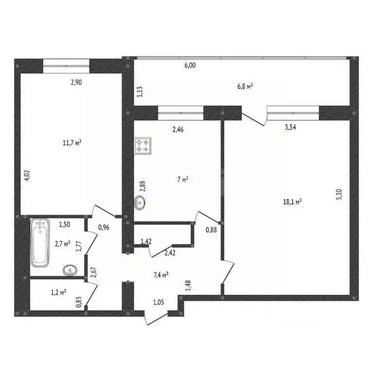 2-к кв. Башкортостан, Уфа ул. Достоевского, 137 (52.2 м) - Фото 2