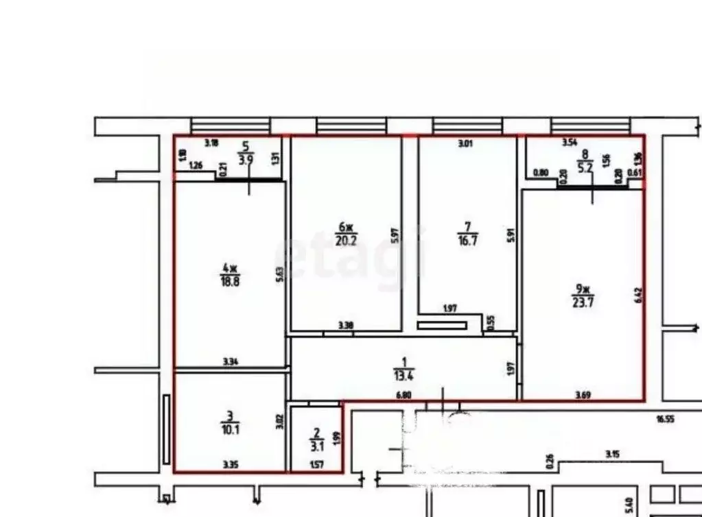 3-к кв. Калининградская область, Калининград Красная ул., 139Б (115.1 ... - Фото 2