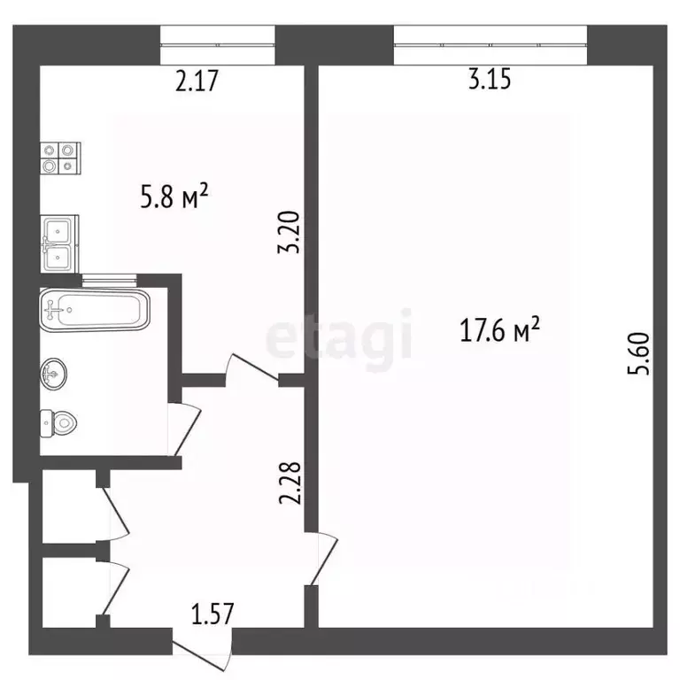 1-к кв. Московская область, Коломна Зеленая ул., 15 (29.2 м) - Фото 2