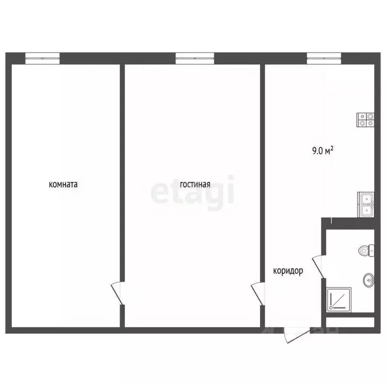 2-к кв. Тюменская область, Тюмень ул. 50 лет Октября, 62а (46.9 м) - Фото 1