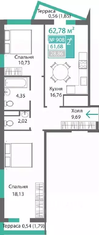 2-к кв. Крым, Симферополь Крымская роза мкр,  (62.77 м) - Фото 0