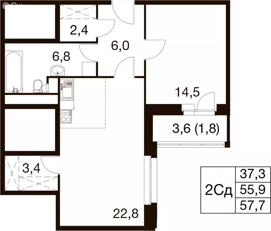 2-комнатная квартира: Балашиха, микрорайон Гагарина, Проектная улица, ... - Фото 1