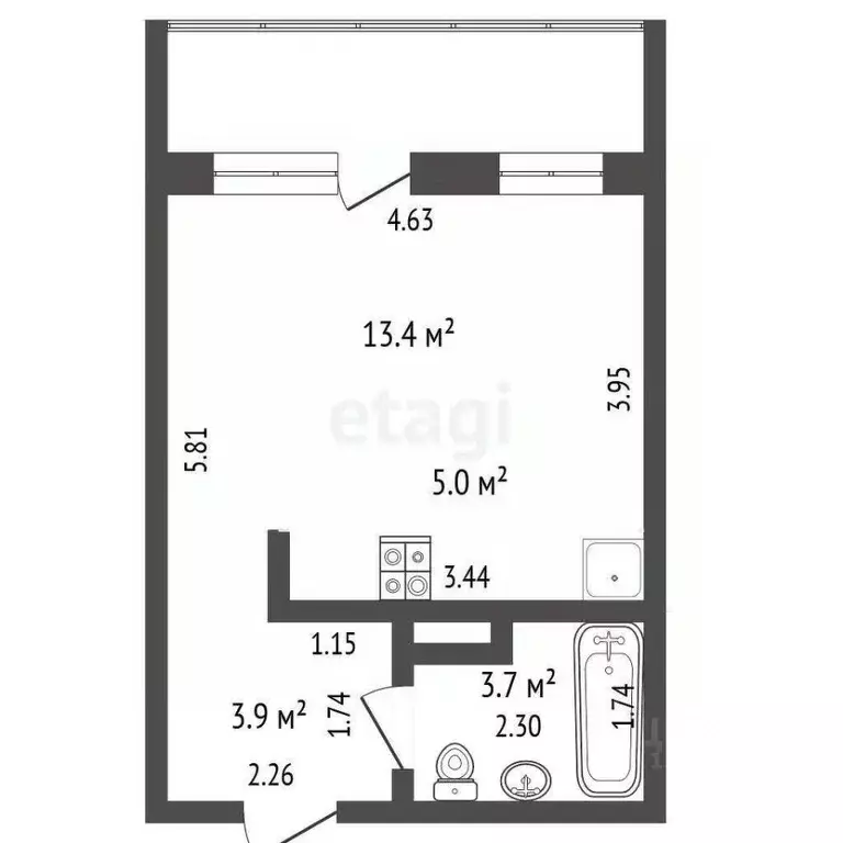 Студия Ямало-Ненецкий АО, Новый Уренгой просп. Губкина, 19 (27.0 м) - Фото 1