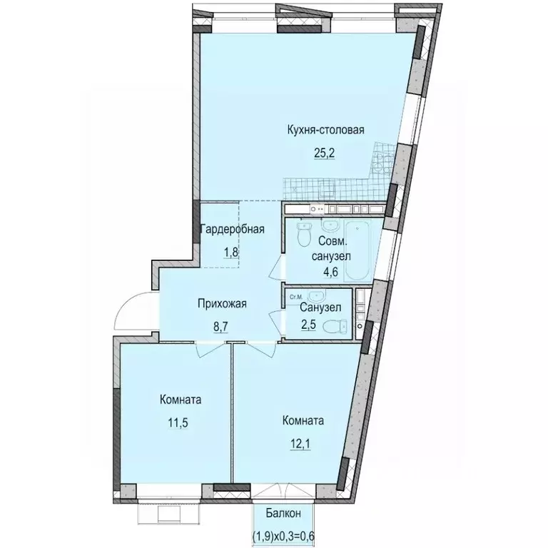 2-к кв. Татарстан, Казань Ферма-2 жилмассив,  (67.0 м) - Фото 0