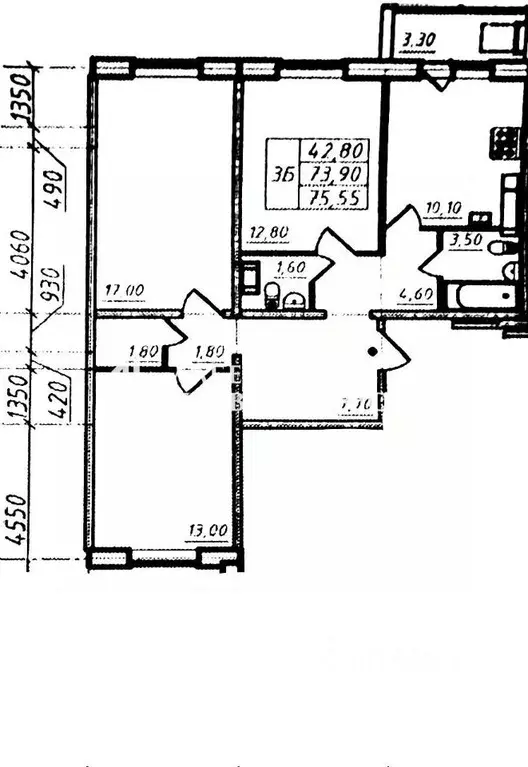 3-к кв. Ленинградская область, Всеволожск ул. Севастопольская, 1 (74.4 ... - Фото 2