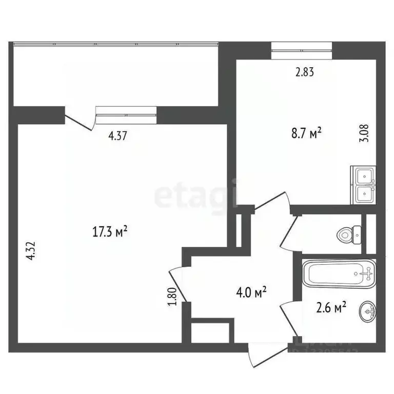 1-к кв. Кемеровская область, Кемерово Ленинградский просп., 30 (33.9 ... - Фото 2