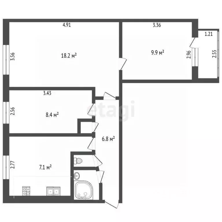 3-к кв. Московская область, Люберцы Шоссейная ул., 11 (55.0 м) - Фото 2