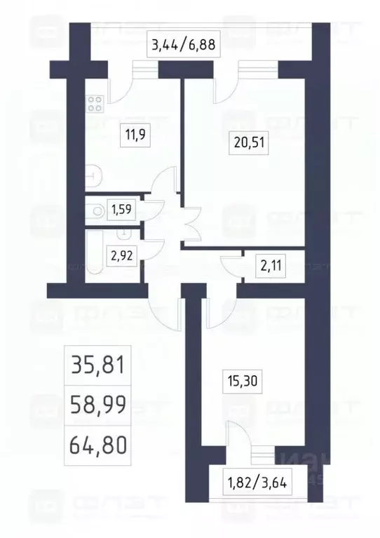 2-к кв. Татарстан, Казань ул. Ноксинский Спуск, 4к1 (70.3 м) - Фото 1