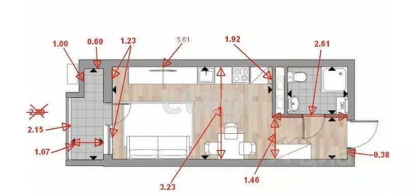 Студия Краснодарский край, Анапа ш. Супсехское, 39к16 (29.0 м) - Фото 2