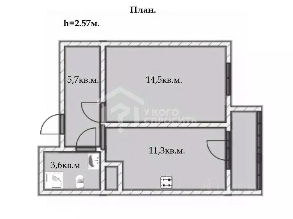 Квартира, 1 комната, 35.29 м - Фото 2