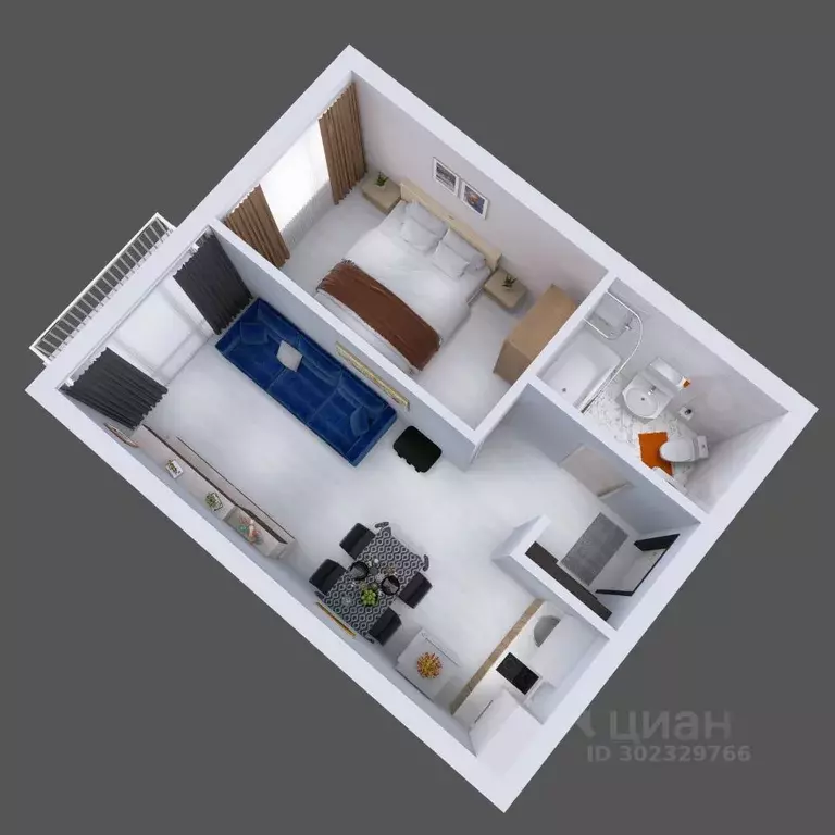 2-к кв. Астраханская область, Астрахань Васильковая ул., 7 (35.2 м) - Фото 1