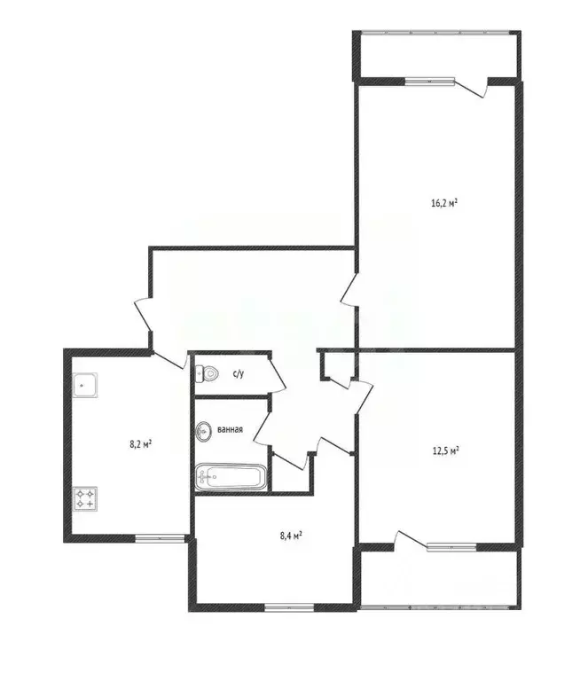 3-к кв. Белгородская область, Белгород ул. Королева, 10 (61.6 м) - Фото 2