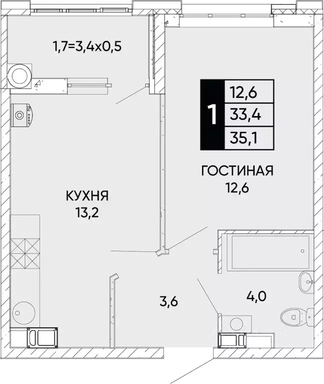 1-к кв. Ростовская область, Ростов-на-Дону ул. Бориса Слюсаря, 19с1 ... - Фото 0